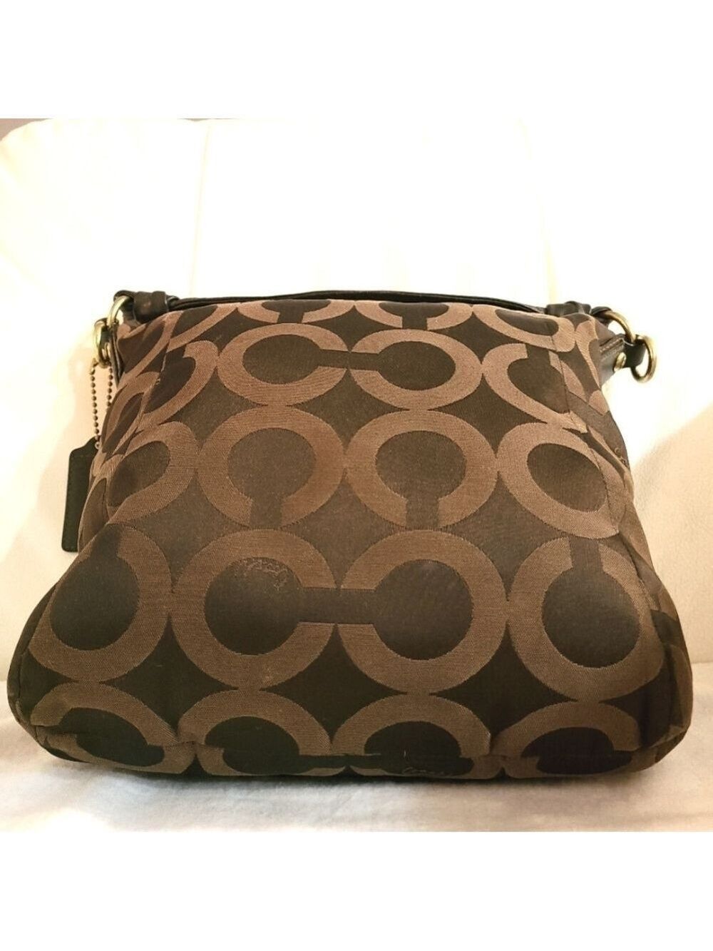 Coach Kristin Y2K Op Art Hobo Signature Monogram Shoulder Bag Chocolate Brown - Picture 6 of 16